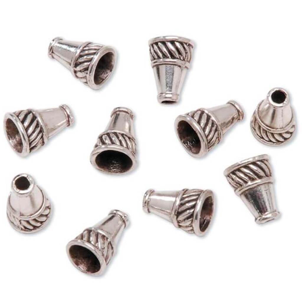 DESIGNER END CONES SILVER 10X13MM 