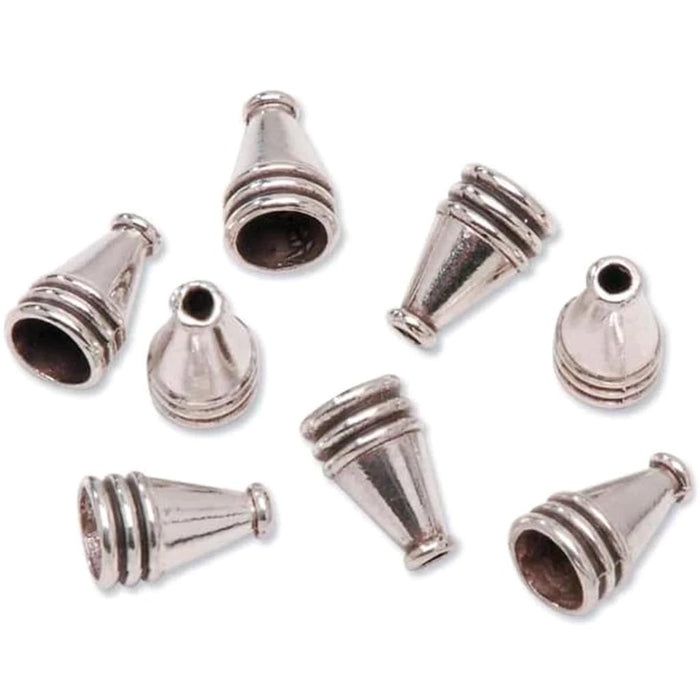 BEAD METAL CONE SILVER 10X16MM 