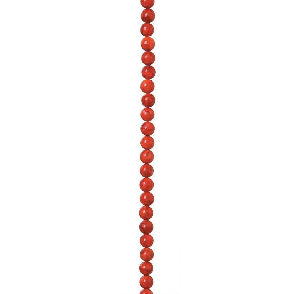 BEAD RND CORAL RED 7X8MM 