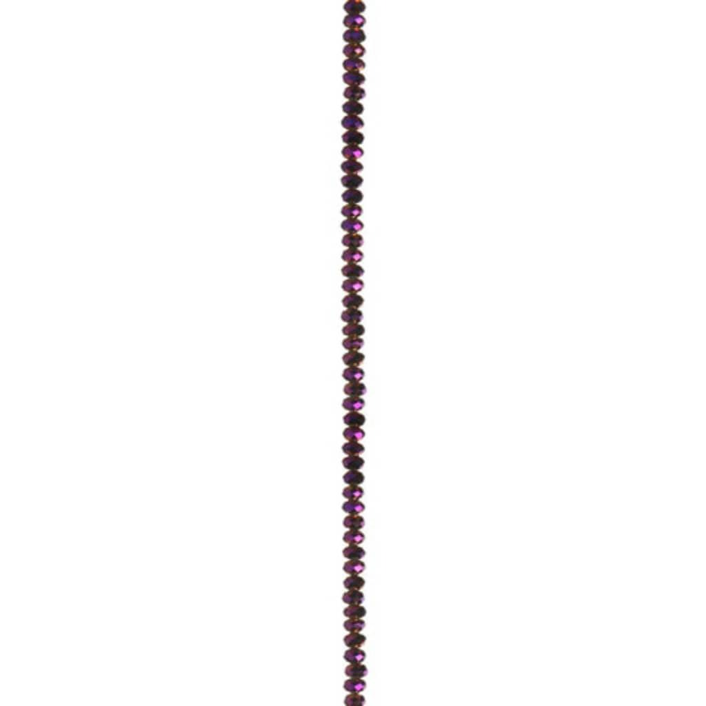 GLASS SPACER BEAD STRAND PURPLE 7IN 