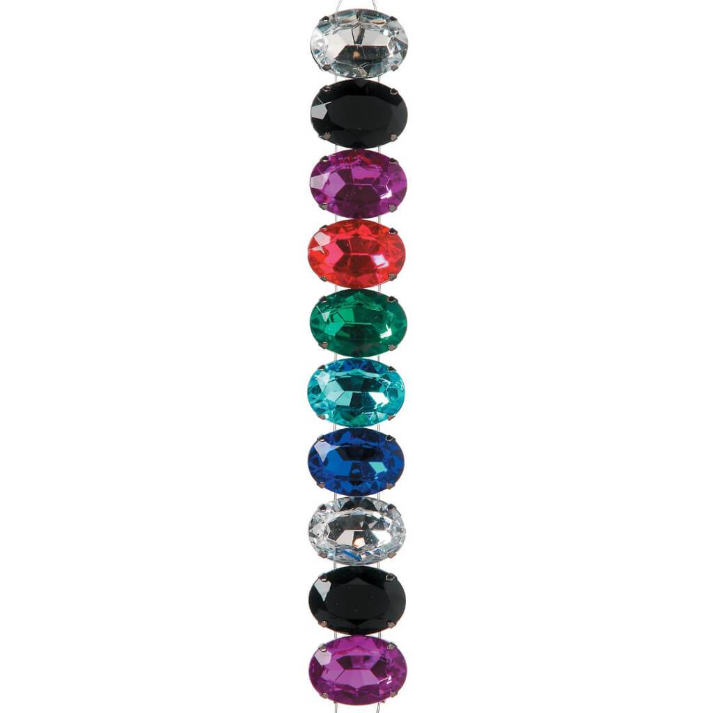 RHINESTONE SLIDER BEAD STRAND MULTICOLOR OVAL 7IN 