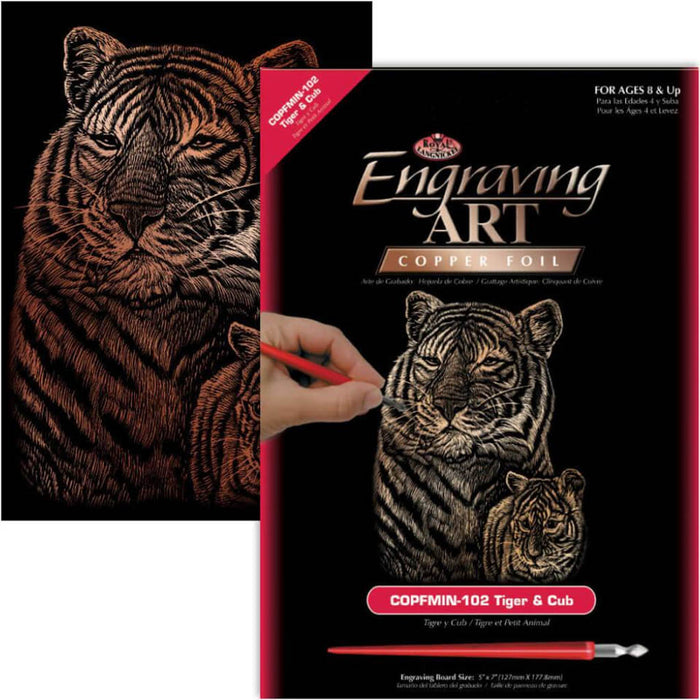 ENGRAVING ART TIGER & CUB 