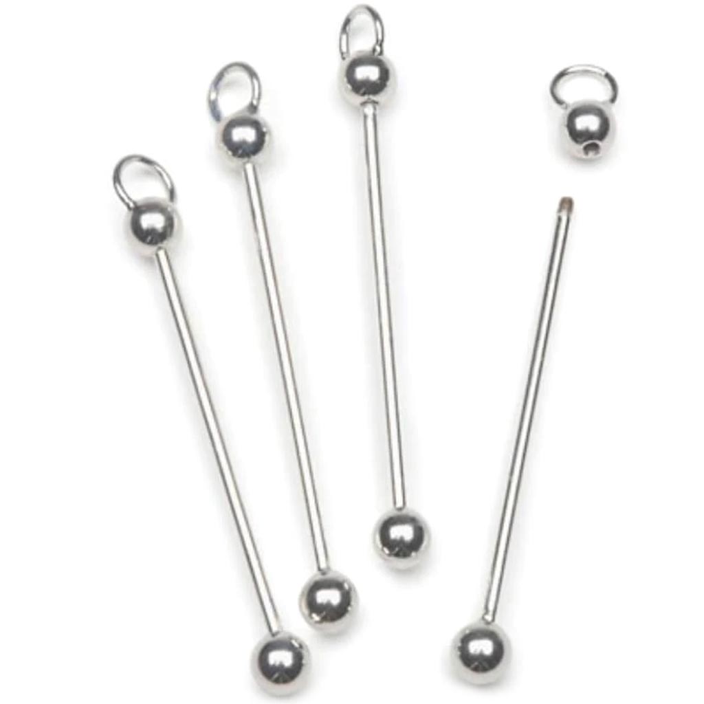 Bead Pins Bright Silver Plated 2.5 inches 