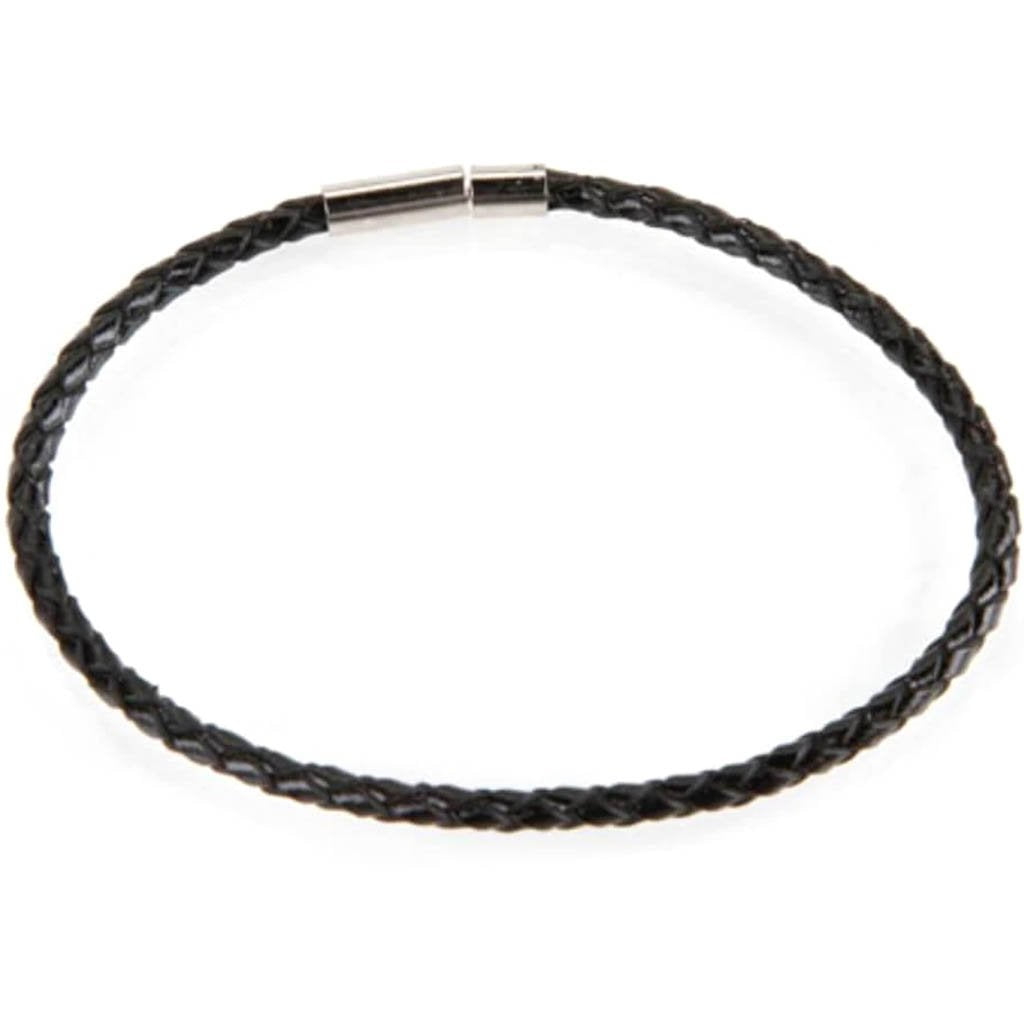 Mix and Mingle Braided Leather Bracelet Black 8 inches 