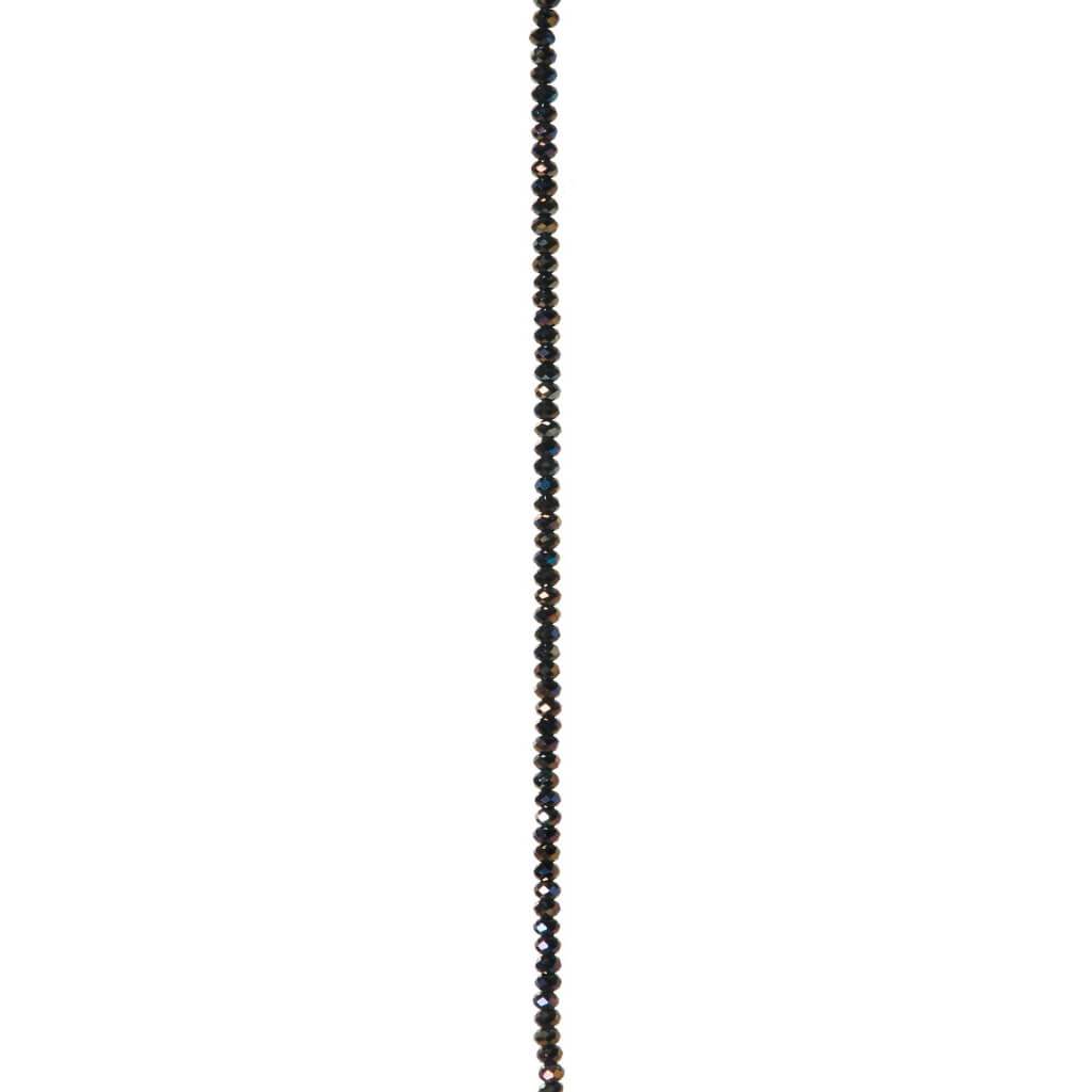 CRYSTAL BEAD STRAND RONDELLE BLACK 3X4MM 7IN 