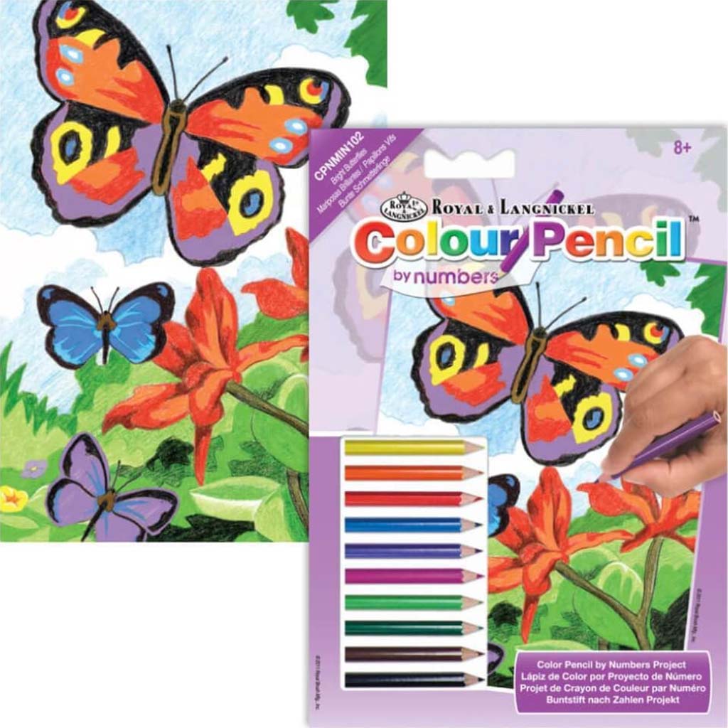 Color Pencil by Numbers Bright Butterflies 