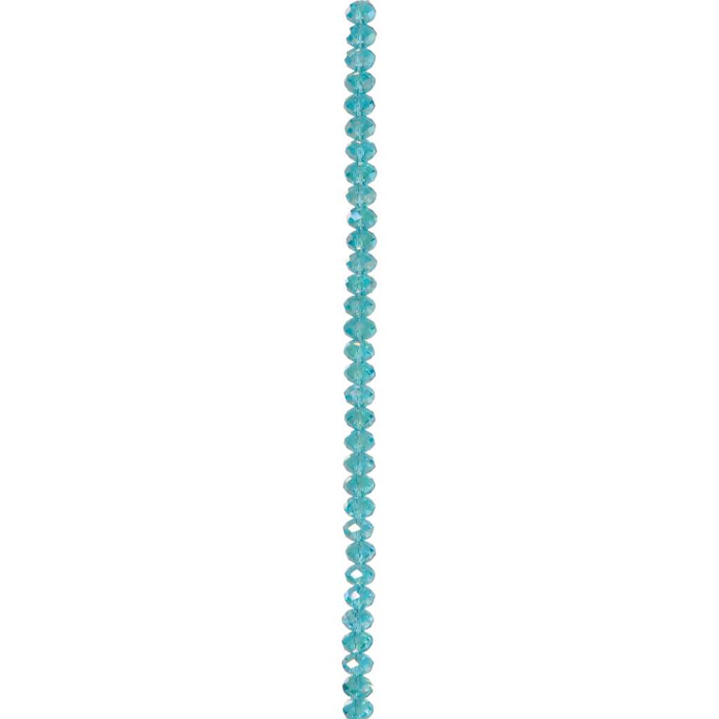 CRYSTAL BEAD STRAND RONDELLE AQUA 4X6MM 7IN 