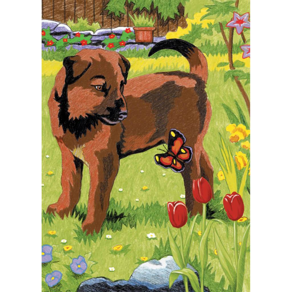 COLOR PENCIL PUPPY &amp; BUTTERFLY 