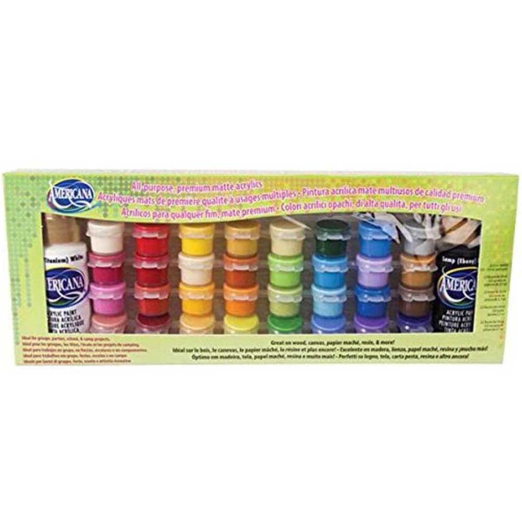 Americana All-Purpose Acrylic Paint Pot Value Pack 34 color Matte
