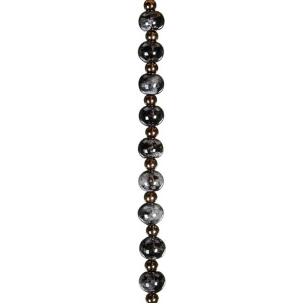 CERAMIC BEAD STRAND GRAY/COPPER 7IN 