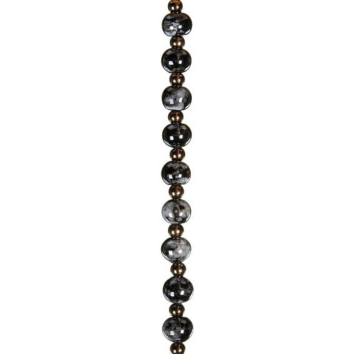 CERAMIC BEAD STRAND GRAY/COPPER 7IN 