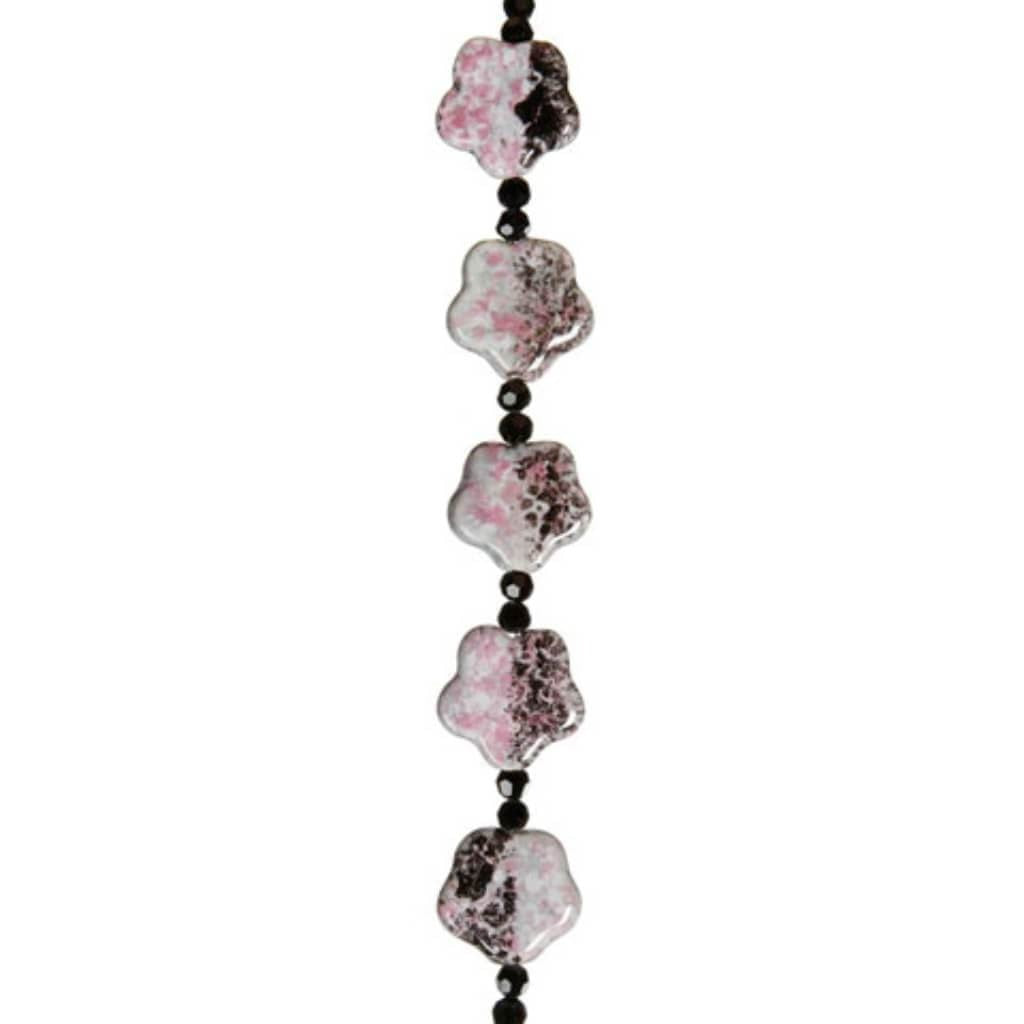 CERAMIC BEAD STRAND GRAY/PINK/BLACK 7IN 