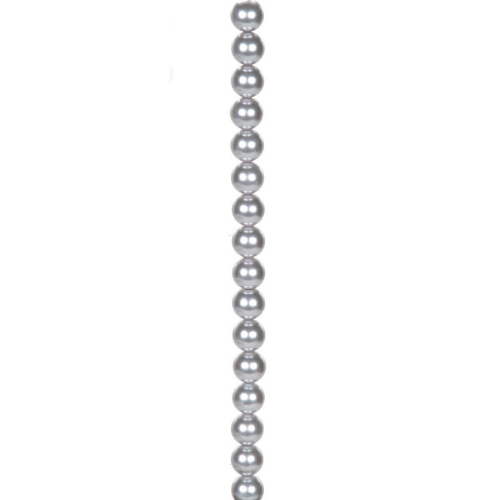 GLASS PEARL STRAND SILVER 12MM 7IN 