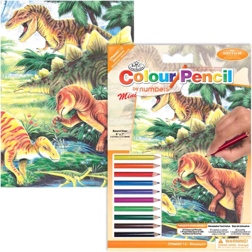 Mini Color Pencil By Number Kit Dinosaur Fun