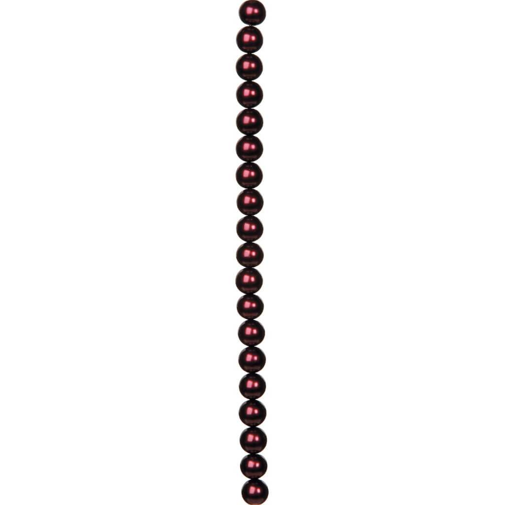 GLASS PEARL STRAND BURGUNDY 10MM 7IN 