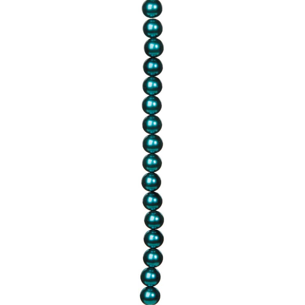 GLASS PEARL STRAND TEAL 12MM 7IN 