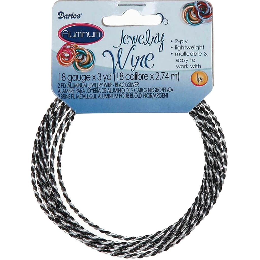 ALUMINUM WIRE BLACK/SILVER 18GAUGE 3YD 