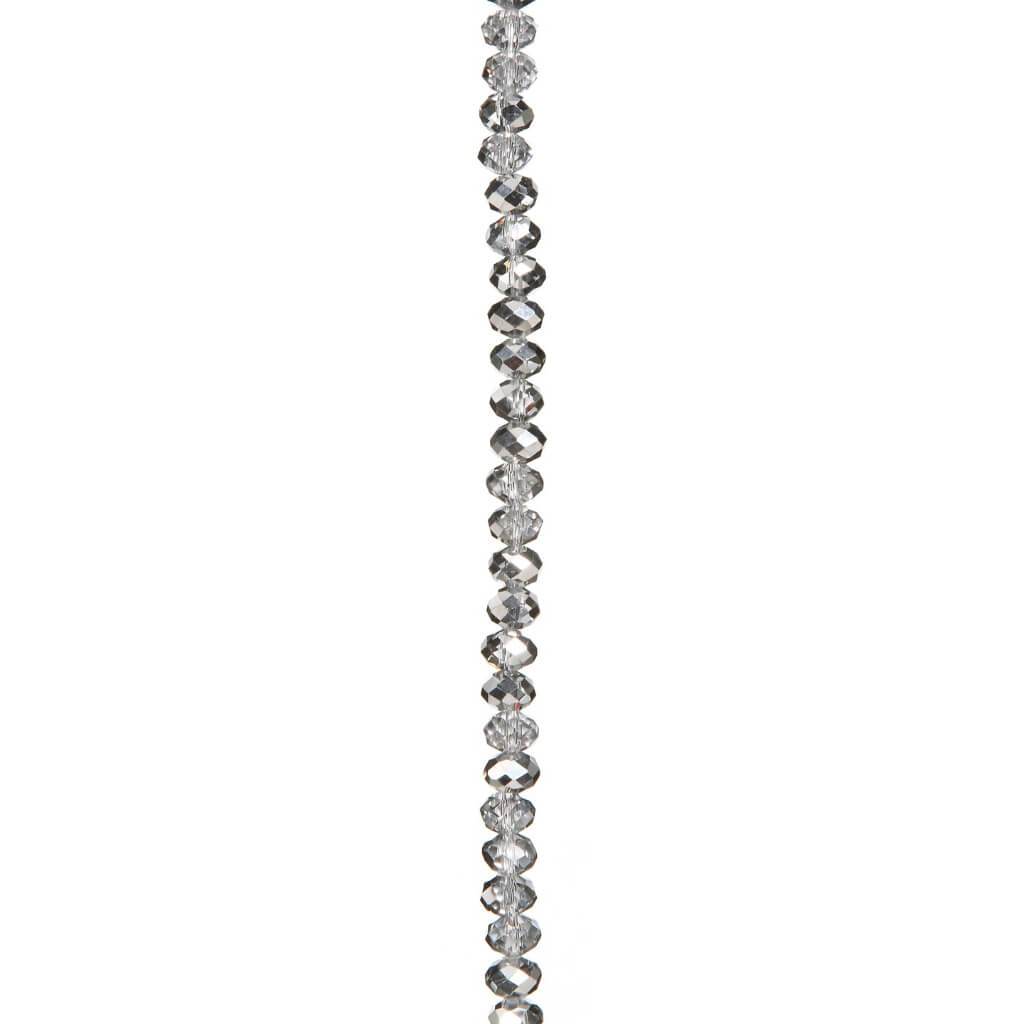 CRYSTAL BEAD STRAND RONDELLE SILVER IRIDESCENT 8MM 7IN 