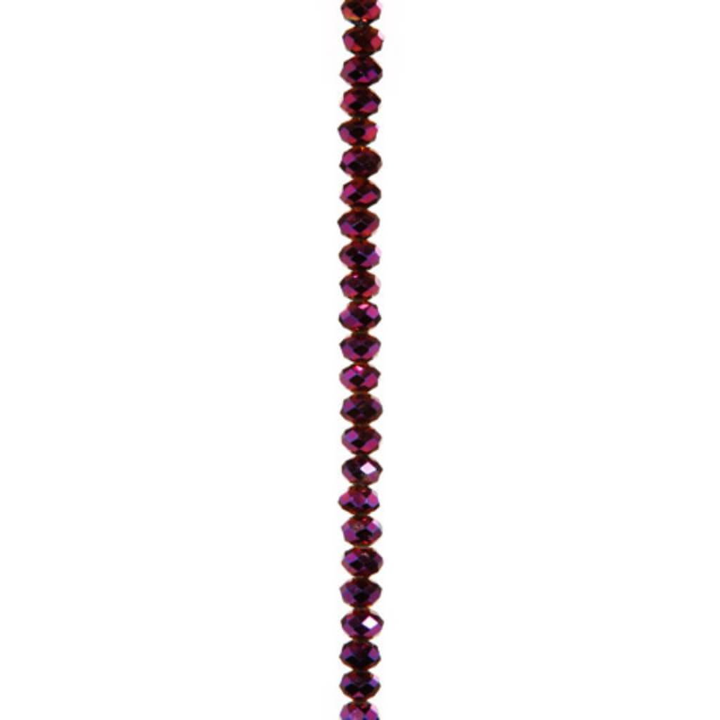 CRYSTAL BEAD STRAND RONDELLE PURPLE IRIDESCENT 8MM 7IN 