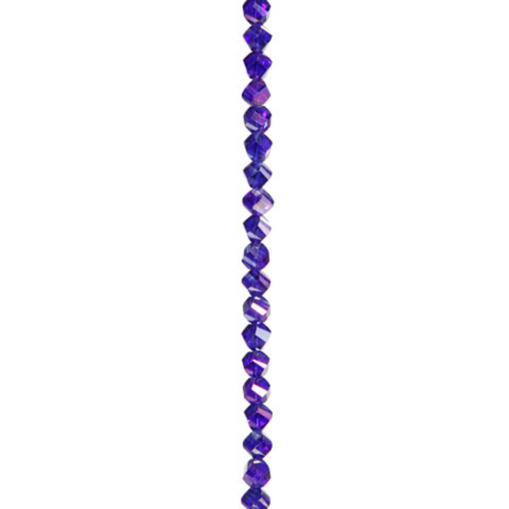 CRYSTAL BEAD STRAND FACETED SPIRAL SAPPHIRE AB 7IN 