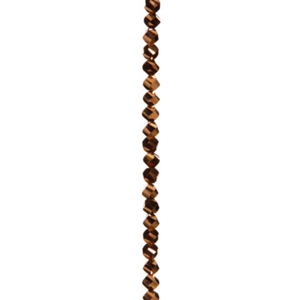 CRYSTAL BEAD STRAND FACETED SPIRAL COPPER 8MM 7IN 