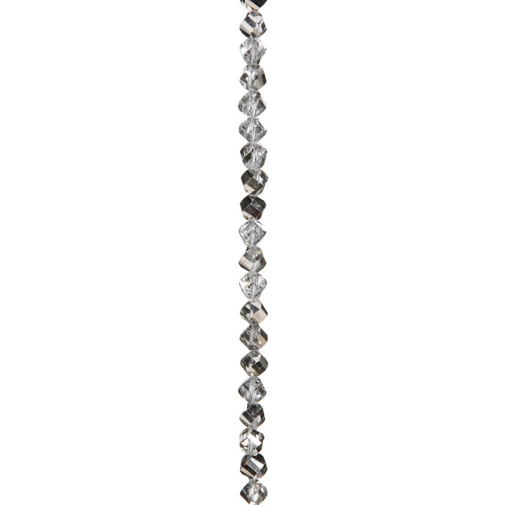 CRYSTAL BEAD STRAND FACETED SPIRAL SILVER IRIDESCENT 8MM 7IN 