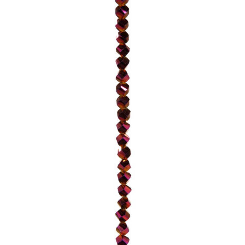 CRYSTAL BEAD STRAND FACETED SPIRAL PURPLE IRIDESCENT 8MM 7IN 