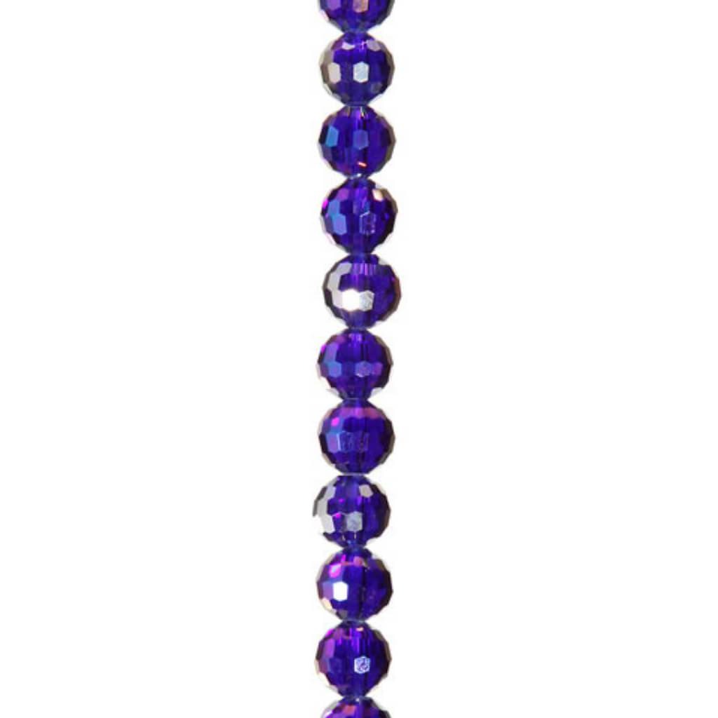 CRYSTAL BEAD STRAND FACETED ROUND SAPPHIRE 7IN 