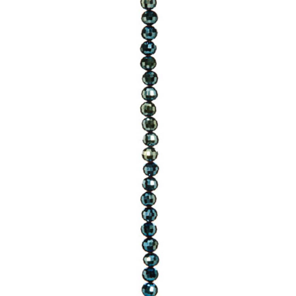 CRYSTAL BEAD STRAND FACETED ROUND METTALIC GREEN 7IN 