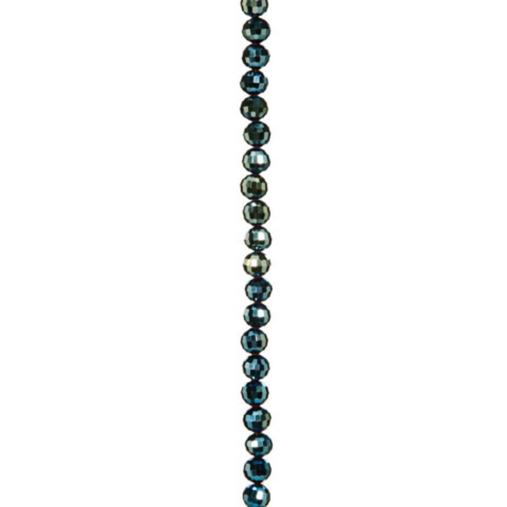 CRYSTAL BEAD STRAND FACETED ROUND METTALIC GREEN 7IN 