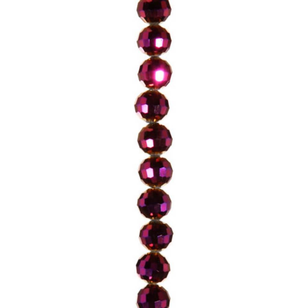 CRYSTAL BEAD STRAND FACETED ROUND METTALIC PURPLE 7IN 
