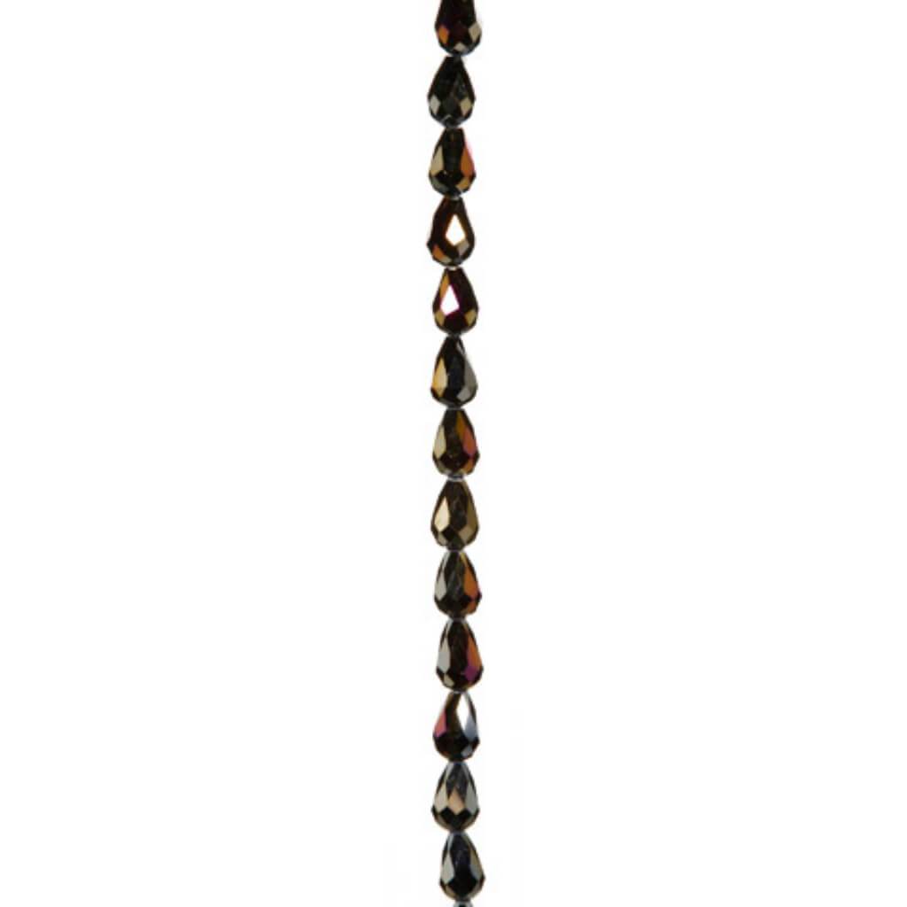 CRYSTAL BEAD STRAND TEARDROP BLACK AB 11MM 7IN 