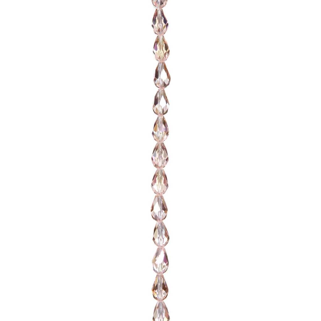 CRYSTAL BEAD STRAND TEARDROP PINK AB 11MM 7IN 