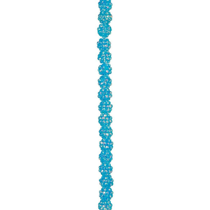 RESIN RHINESTONE BEADS AQUA BLUE AB 12MM 