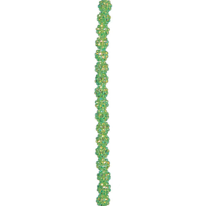RESIN RHINESTONE BEADS GREEN AB 12MM 