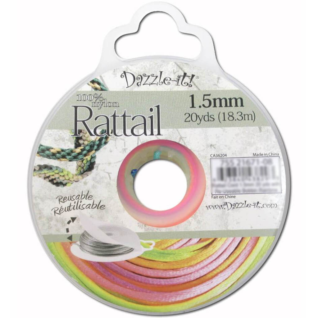 Dazzle-It! 1.5mm Rattail Nylon Cord Rainbow 20 yards 