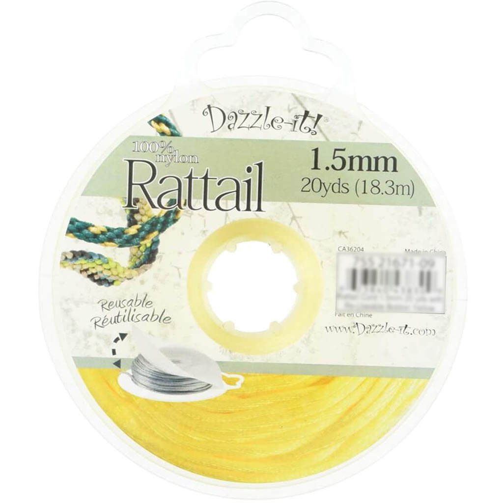 Dazzle-It! 1.5mm Rattail Nylon Cord Dark Yellow 20 yards 