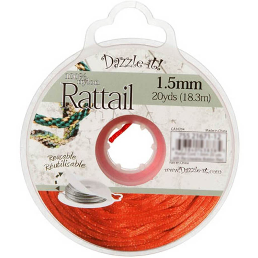 Dazzle-It! 1.5mm Rattail Nylon Cord Red 20 yards 