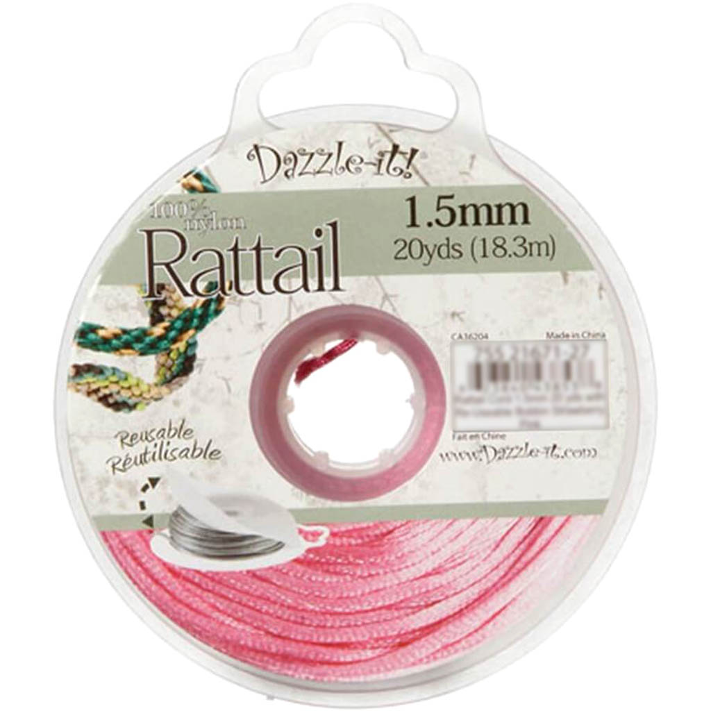 Dazzle-It! 1.5mm Rattail Nylon Cord Strawberry Pink 20 yards 