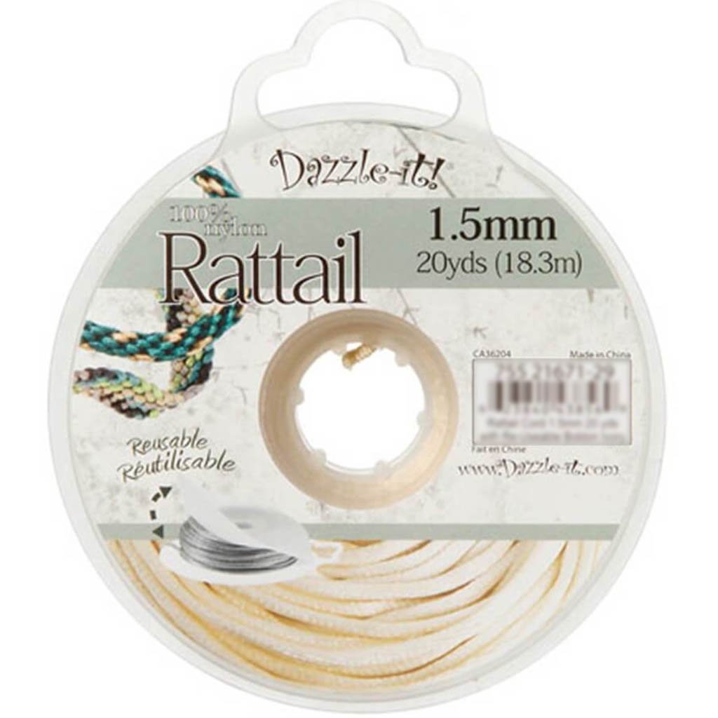 Dazzle-It! 1.5mm Rattail Nylon Cord Ivory 20 yards 