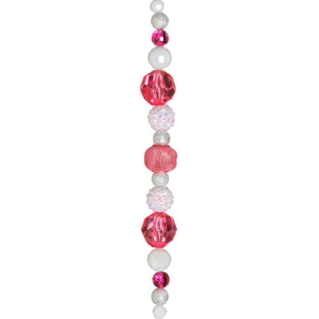 BEAD BOHO STR PINK/WHT 19MM 