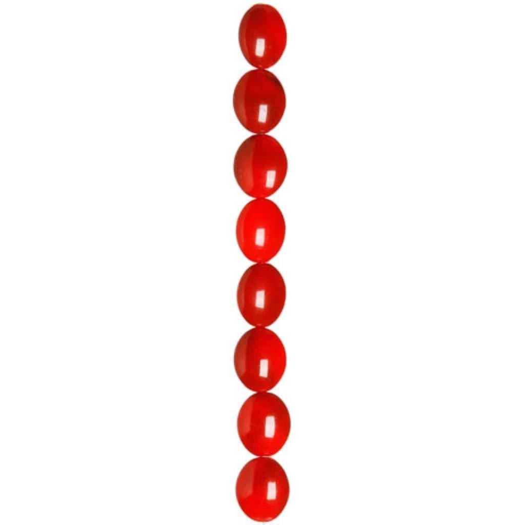 ACRYLIC BEAD STRAND OVAL RED 14MM