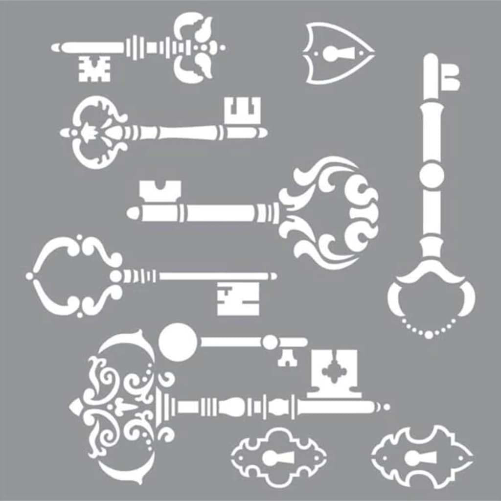Americana Decor Stencil Vintage Keys 12X12