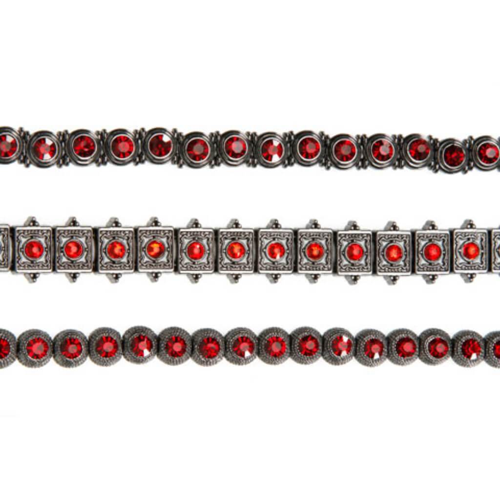 METAL SLIDER BEAD STRAND HEMATITE FINISH RED 