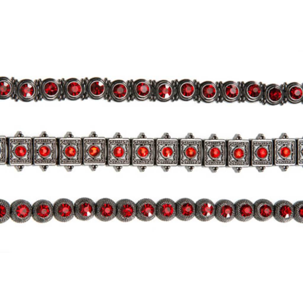 METAL SLIDER BEAD STRAND HEMATITE FINISH RED 