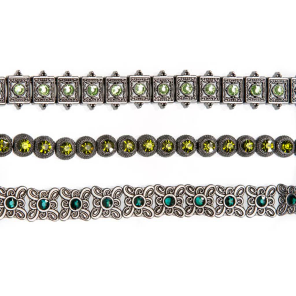 METAL SLIDER BEAD STRAND HEMATITE FINISH GREEN 