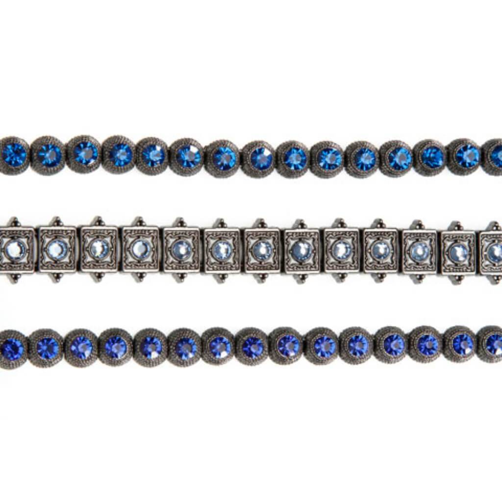 METAL SLIDER BEAD STRAND HEMATITE FINISH BLUE 