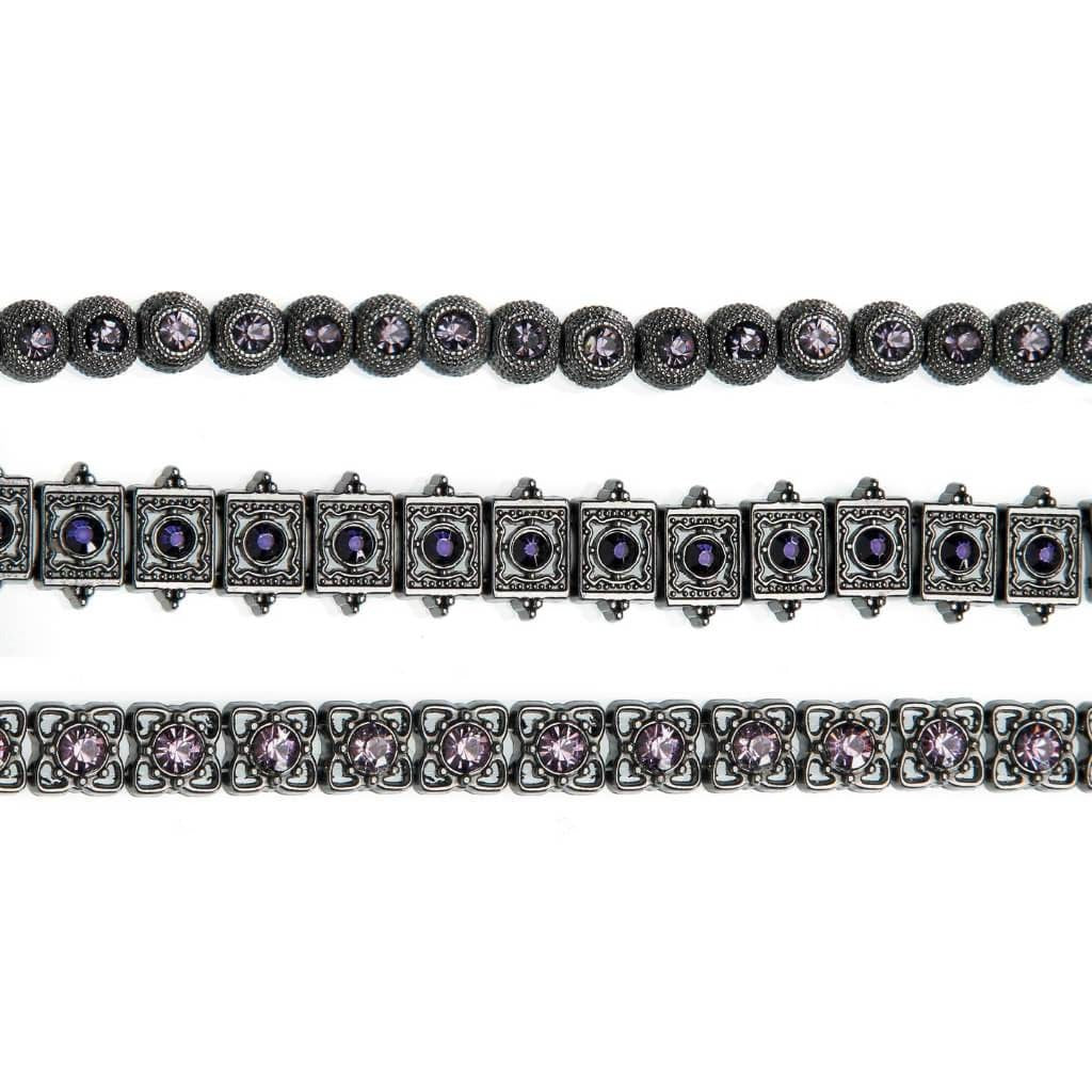 METAL SLIDER BEAD STRAND HEMATITE FINISH PURPLE 