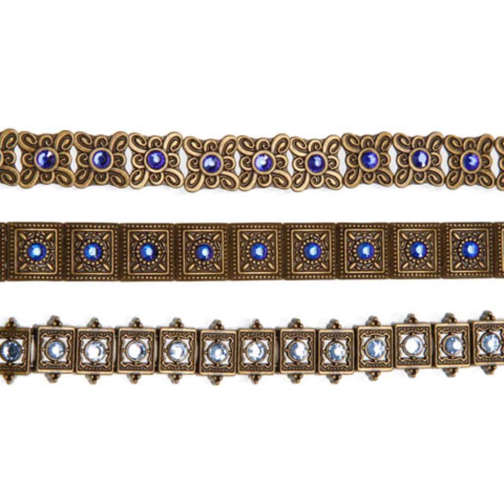 METAL SLIDER BEAD STRAND BRONZE FINISH BLUE 