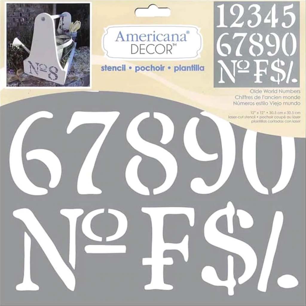 Americana Decor Stencil Old World Numbers 12X12